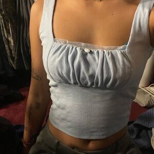 Women's Light Blue Ribbed Tank Top
